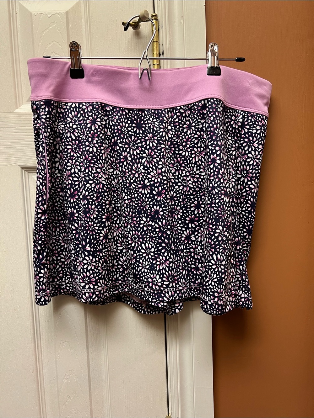PGA Tour Navy Floral Skort with Pink Waistband